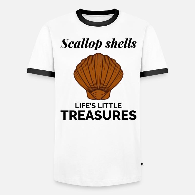 Scallop Seashells Collector Beachcomber Shellfish Men's Ringer Shirt