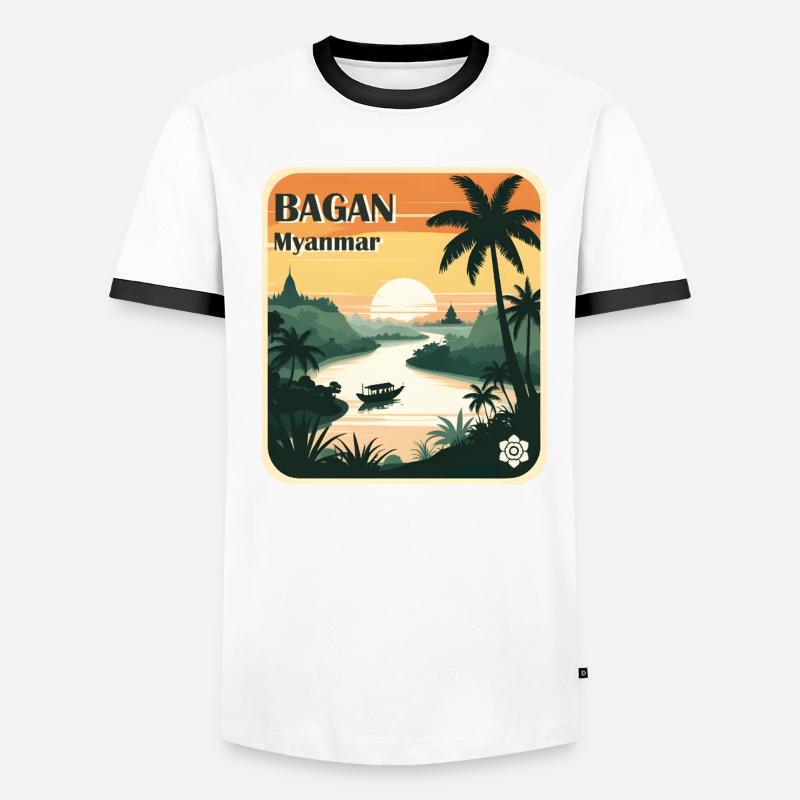 Bagan Myanmar Männer Kontrast-T-Shirt