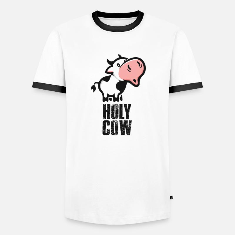Conception de style de bande dessinée de vache drôle de vache sacrée T-shirt contrasté Homme