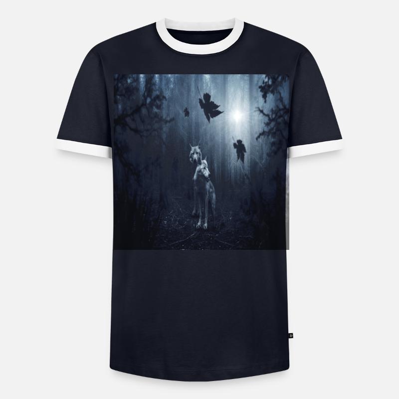 wolf Männer Kontrast-T-Shirt