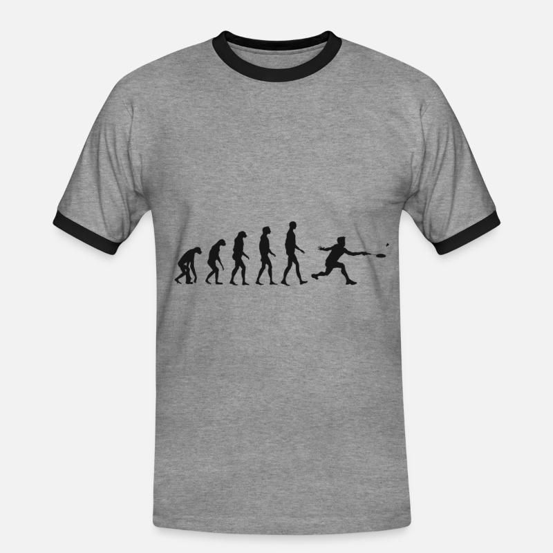 Shuttlecock Evolution Badminton Evolution Gift - Men's Ringer Shirt - heather grey/black