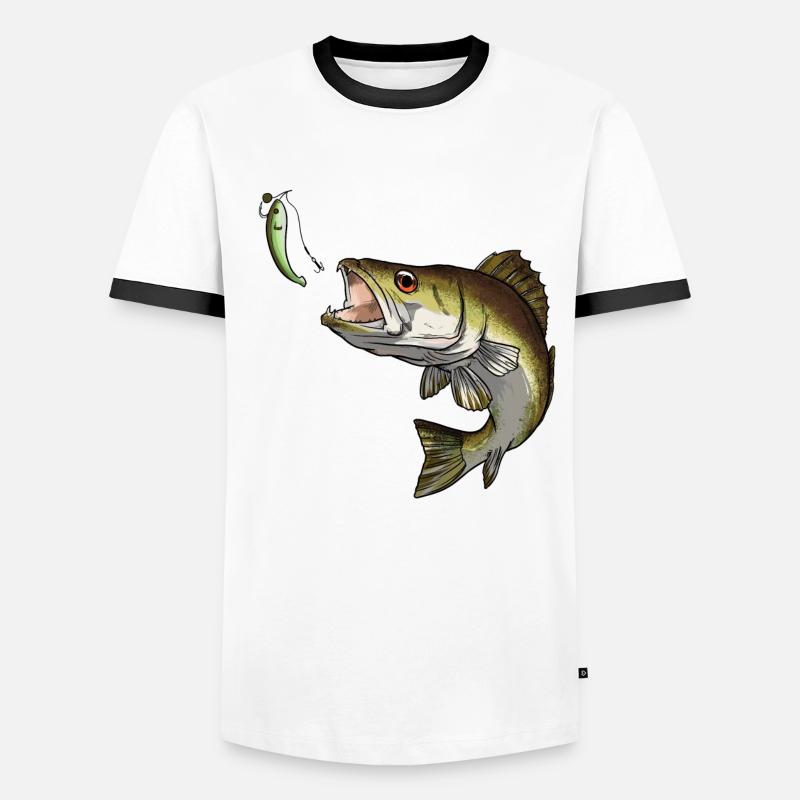 Pikeperch and rubber fish Men's Ringer Shirt