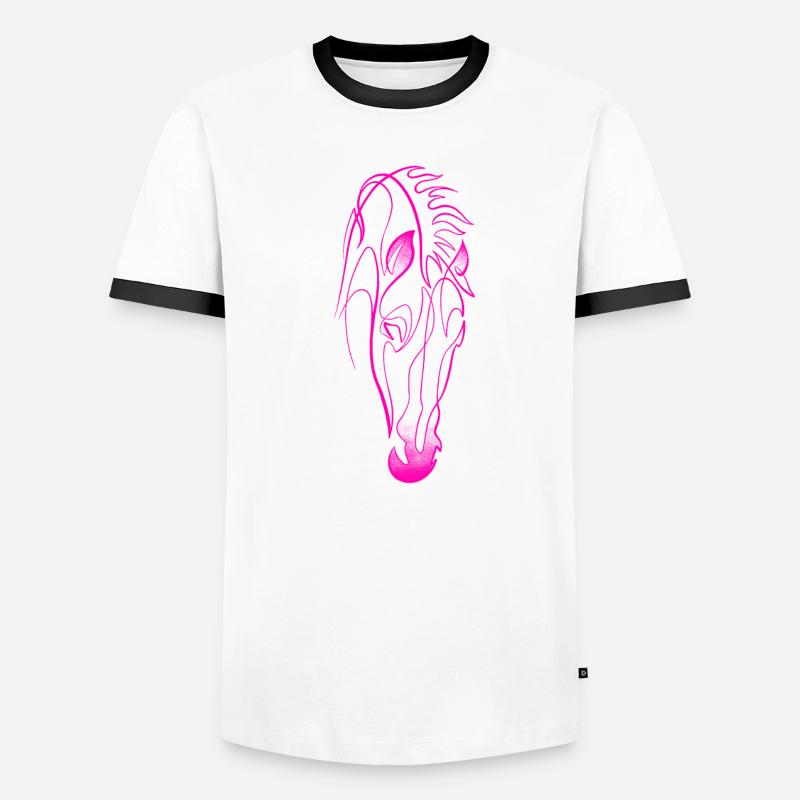 Cheval rose single line & dotwork T-shirt contrasté Homme
