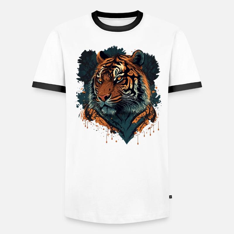 Flat Tiger Design Men's Ringer Shirt