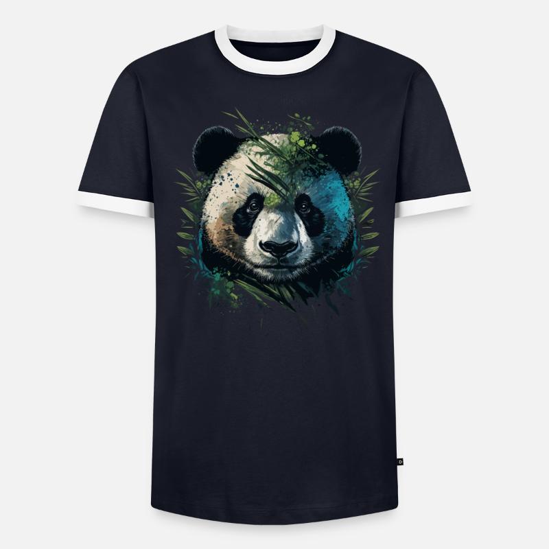 Panda versteckt sich hinter Leaths Männer Kontrast-T-Shirt