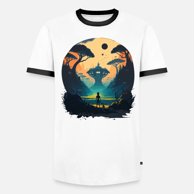 Espace extraterrestre vert T-shirt contrasté Homme