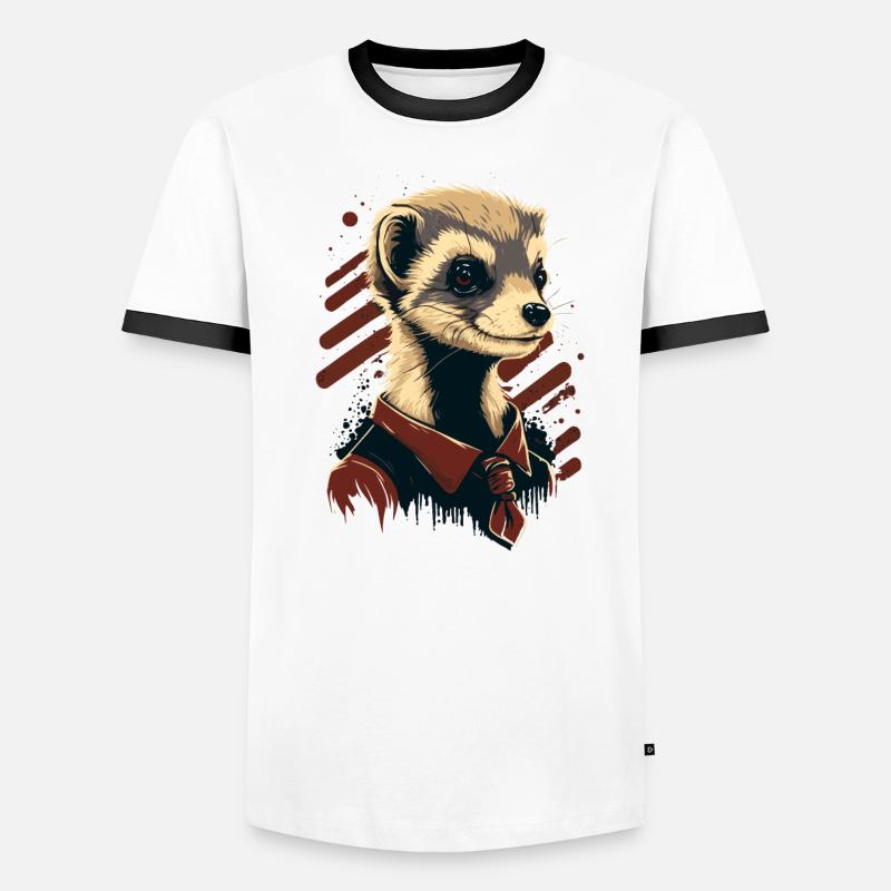 Frettchen mit Krawatte Männer Kontrast-T-Shirt