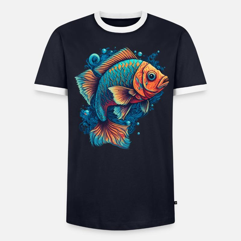 Flat Fish Illustration Men's Ringer Shirt