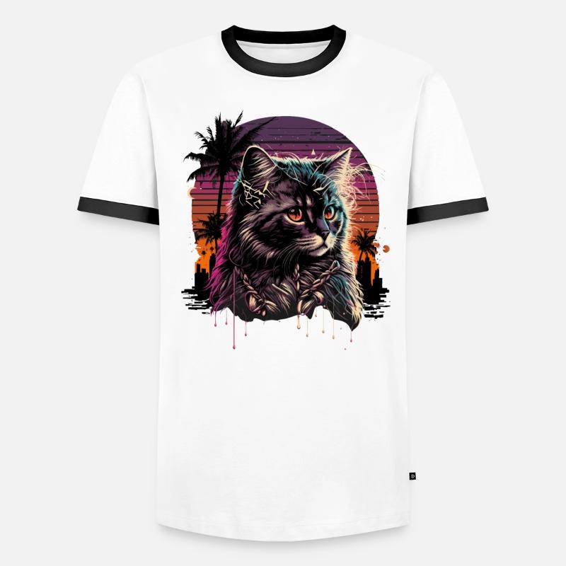 Synthwave Cat T-shirt contrasté Homme