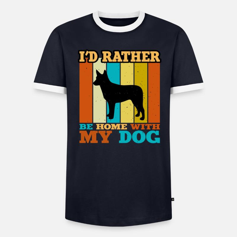 Silhouette de chien de bétail australien à queue de souche T-shirt contrasté Homme