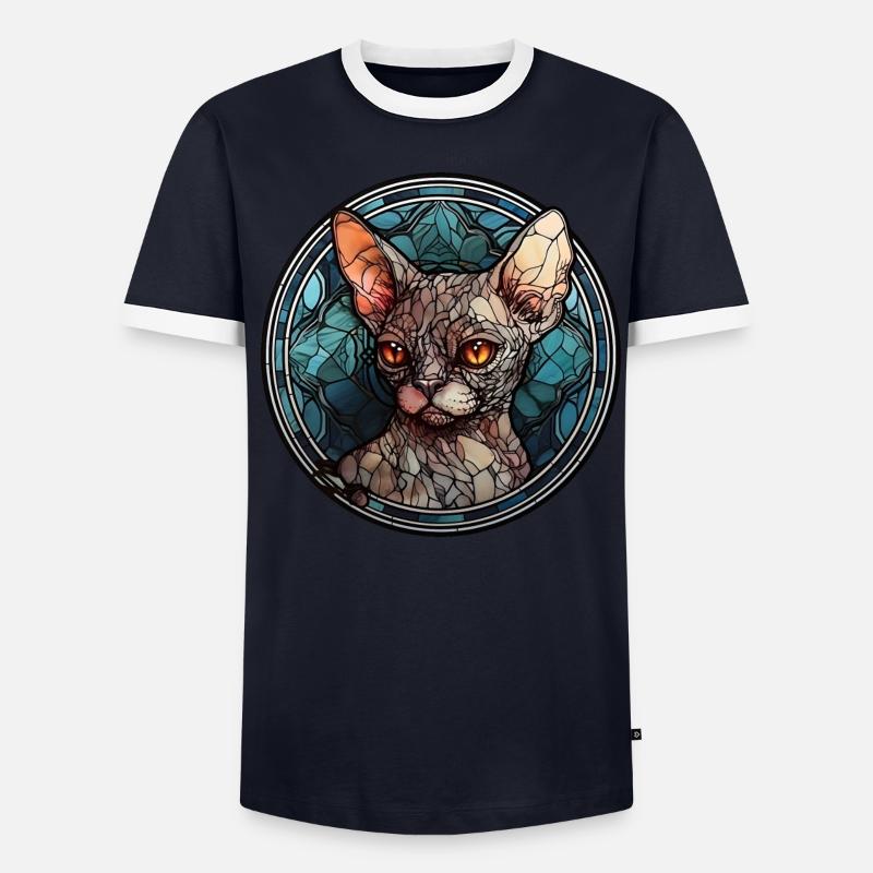 Devon Rex Cat Breed Aquarelle Verre T-shirt contrasté Homme