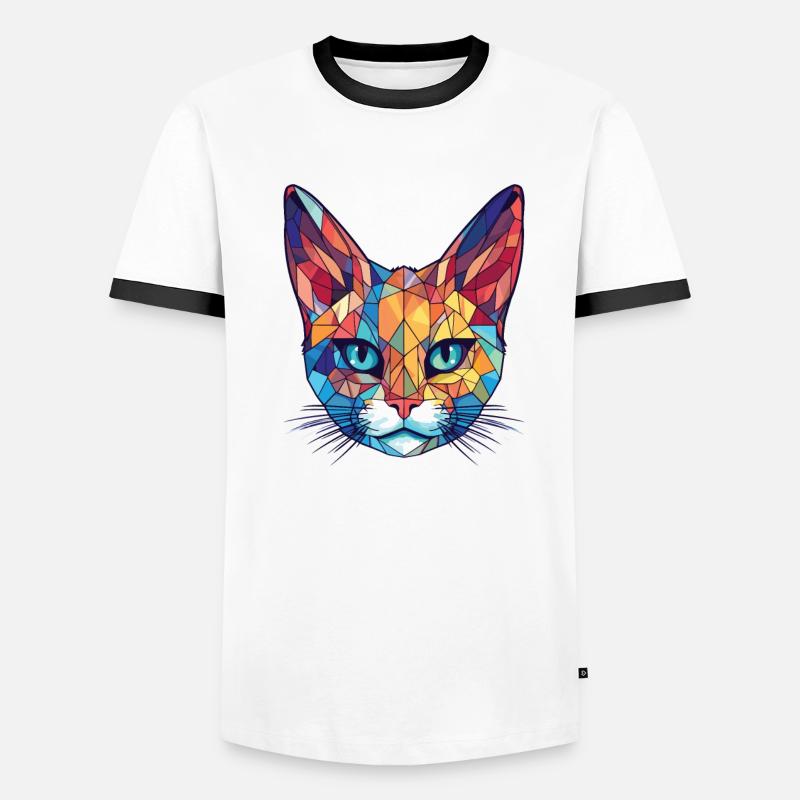 Pixie Bob Cat aquarelle colorée Illustration pour animaux de compagnie T-shirt contrasté Homme