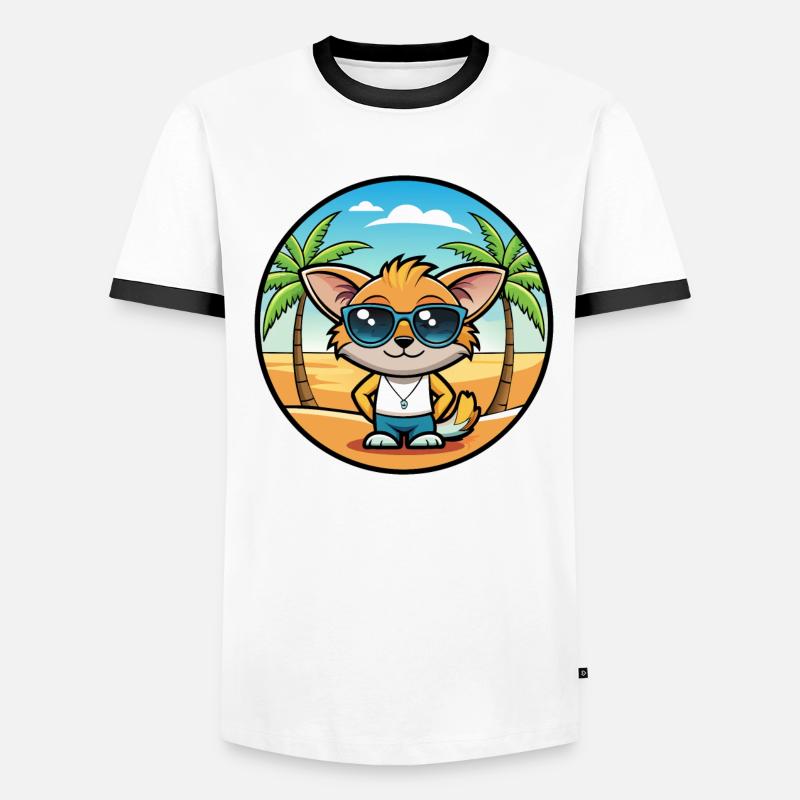 Pixie Bob Cat Breed Cartoon Sunglasses Beach Men's Ringer Shirt