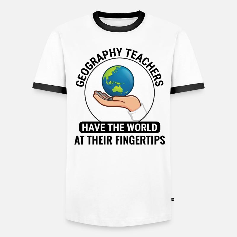 GIS Hand Globe World Spatial Data Geography Men's Ringer Shirt