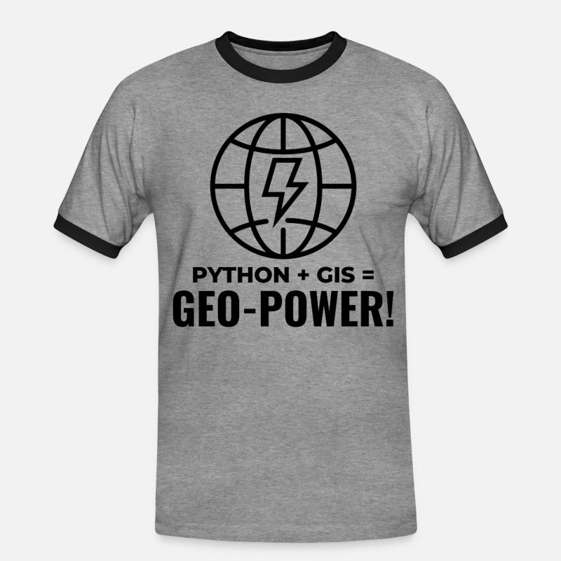 Python GIS Geo-Power Programmierung Geospatial - Männer Kontrast-T-Shirt - Grau meliert/Schwarz