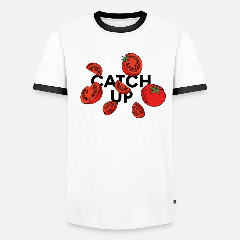 "catch up" statement: Ketchup collage with tomatoes Men's Ringer Shirt