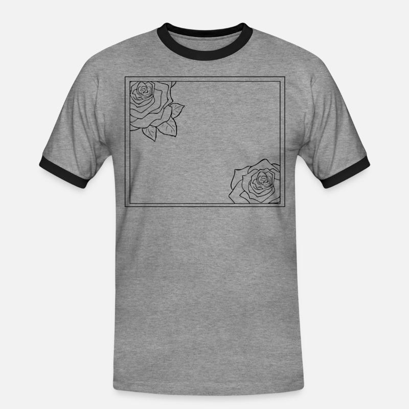 Rectangular frame with roses - Men's Ringer Shirt - heather grey/black