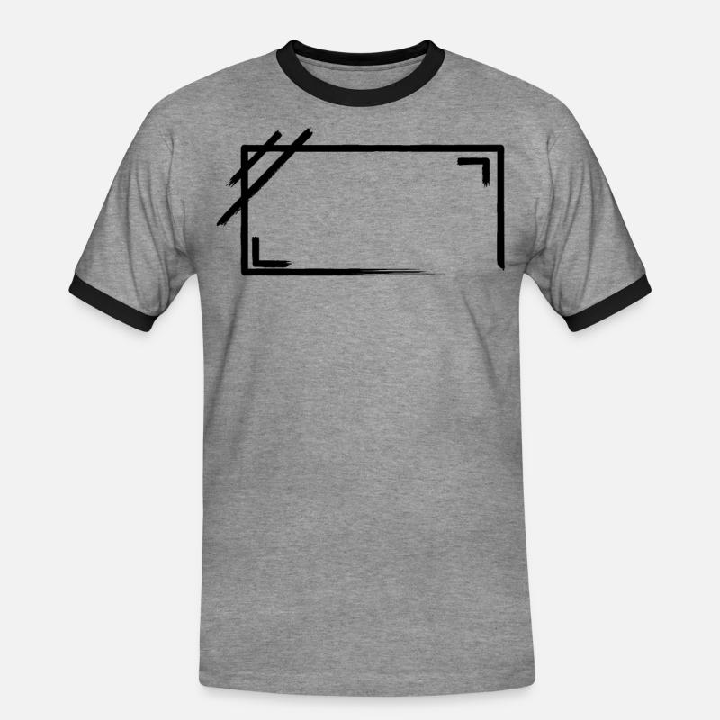Weathered Rectangular Frame Strokes - Men's Ringer Shirt - heather grey/black
