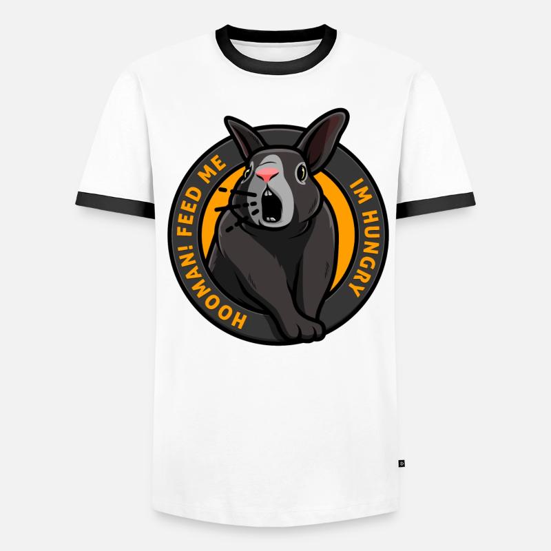 Hungry rabbit needs food feed me Funny Men's Ringer Shirt