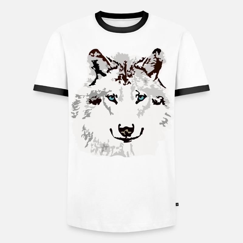 White wolf blue eyes Men's Ringer Shirt
