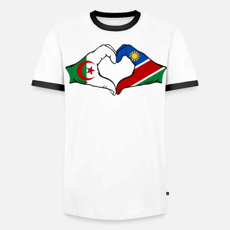 Algeria Namibia Flag Hands Heart Shape Men's Ringer Shirt