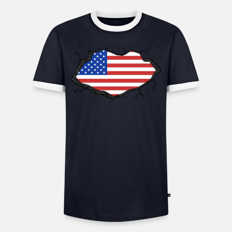 Drapeau américain T-shirt contrasté Homme