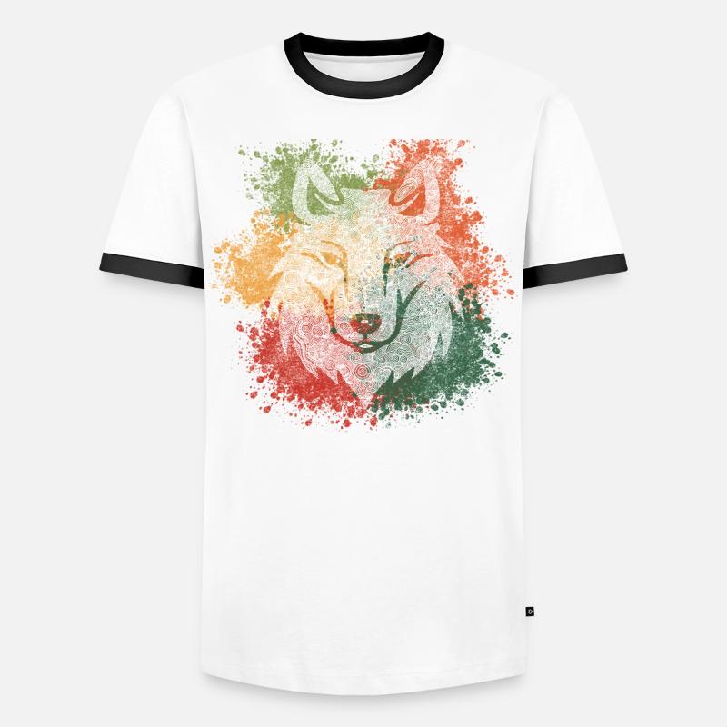 Zentangle Wolf Männer Kontrast-T-Shirt