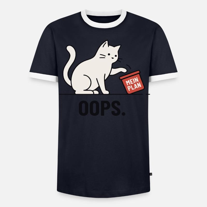 Mein Plan… Oops – Lustige Katze Männer Kontrast-T-Shirt