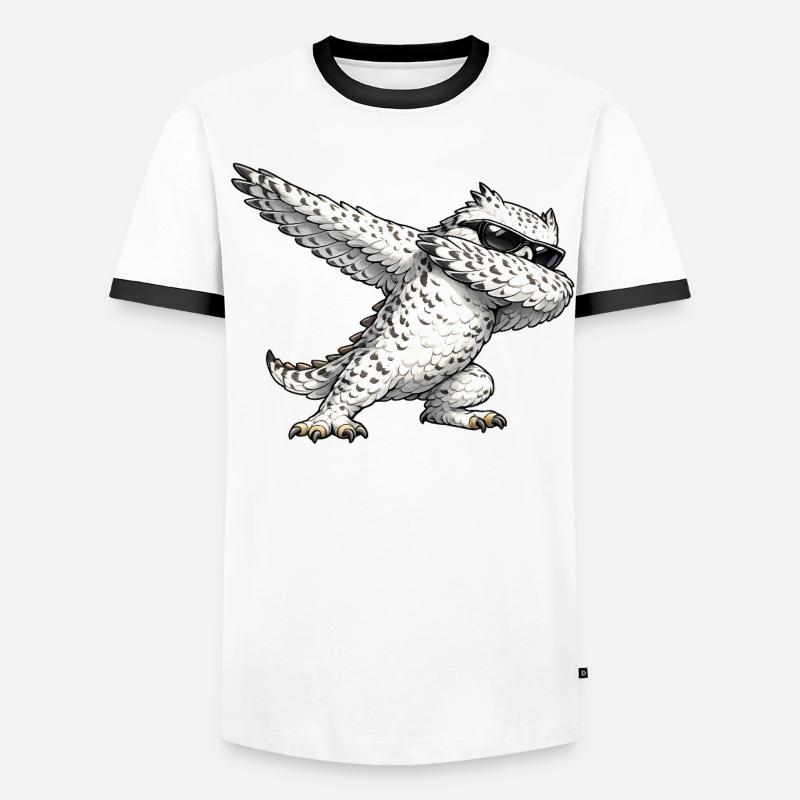 Dabbing Schneeeule Männer Kontrast-T-Shirt