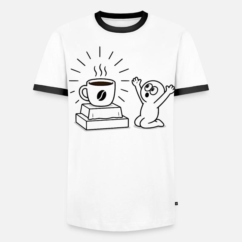 Kaffeebecher Freude Comicdesign Männer Kontrast-T-Shirt