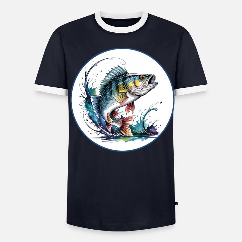 Barsch Angeln Männer Kontrast-T-Shirt
