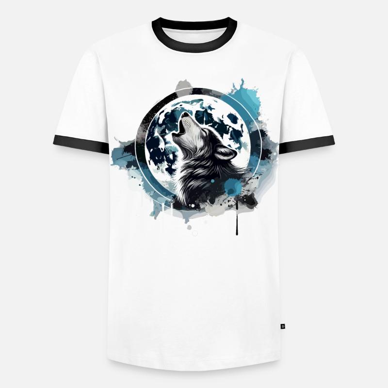 Heulender Wolf Männer Kontrast-T-Shirt