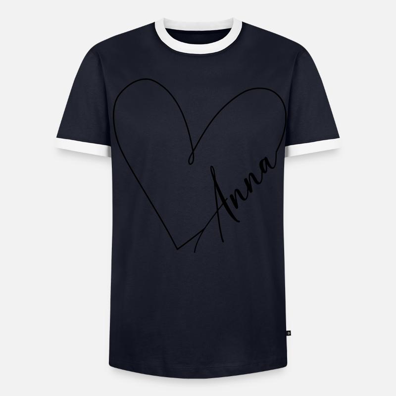 Anna Nome Linea Cuore - Maglietta Contrast da uomo - undefined