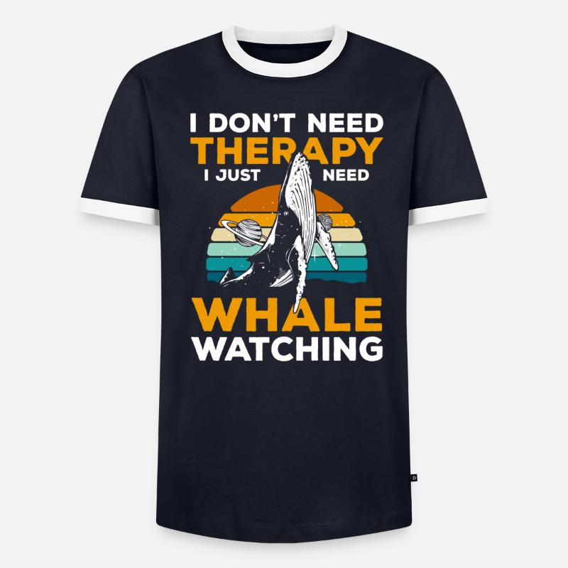 Baleines Eau Animaux préférés Plongée T-shirt contrasté Homme