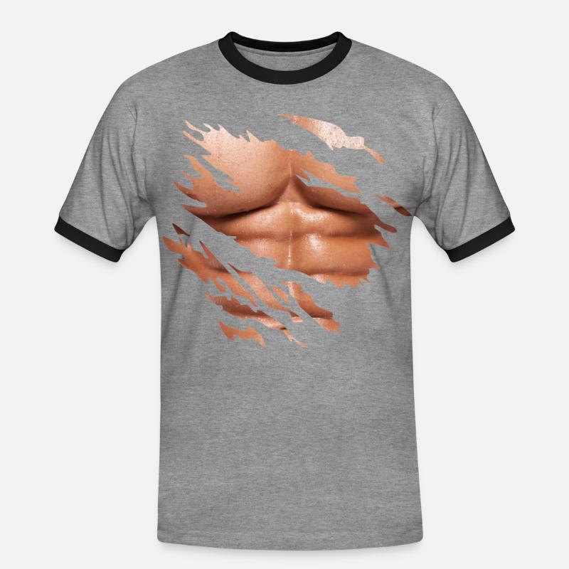 Six Pack Abs Inside - Men's Ringer Shirt - heather grey/black