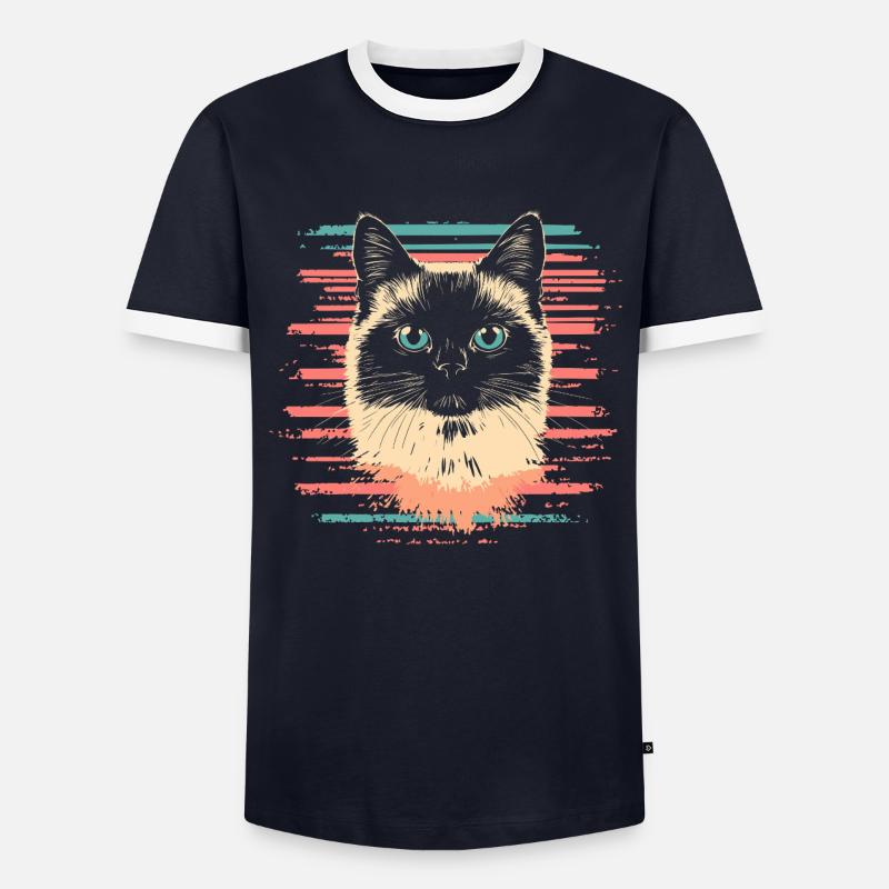 Chat Birman Vintage T-shirt contrasté Homme