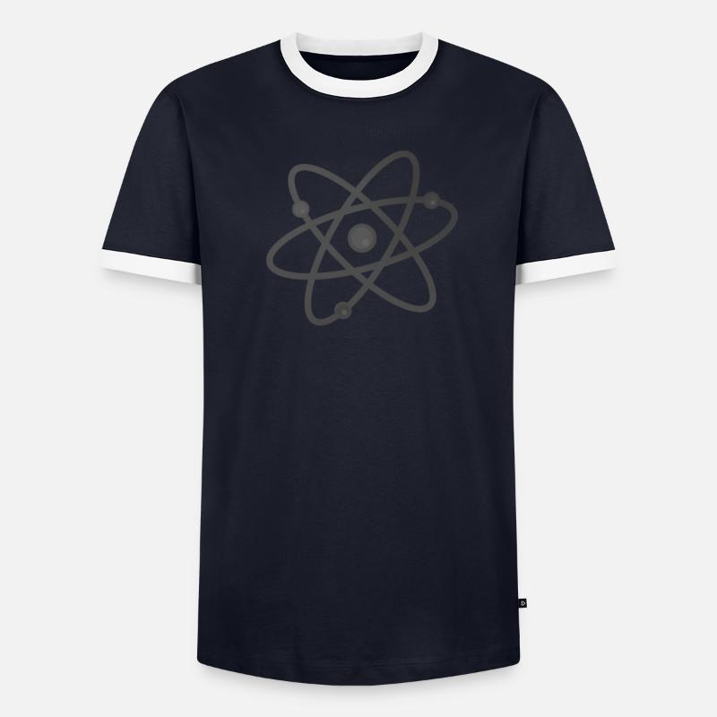 Colorful atom neutron electron physics students Men's Ringer Shirt