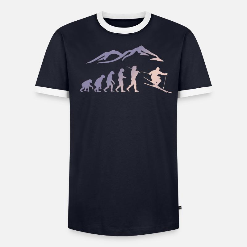 Ski Evolution Skifahrer Schnee Winter Männer Kontrast-T-Shirt