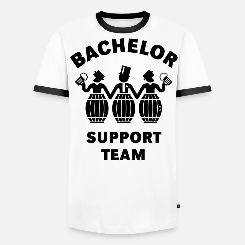 Bachelor Support Team (JGA / Bierfässer / B) Männer Kontrast-T-Shirt