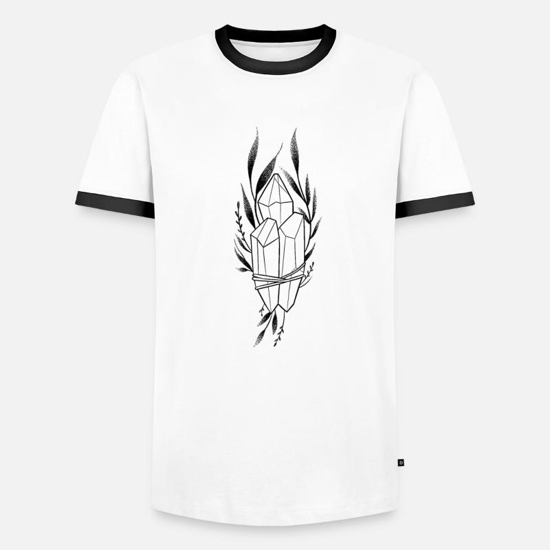 Dotwork Blumenkristall Männer Kontrast-T-Shirt