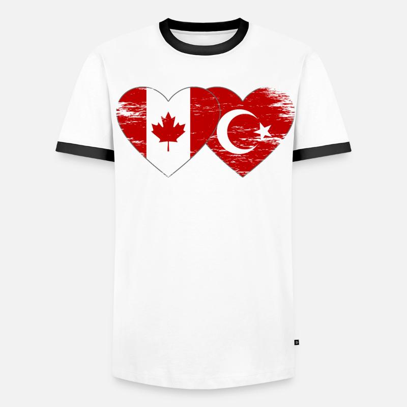 Canada Dinde Drapeau Coeur Utilisé T-shirt contrasté Homme