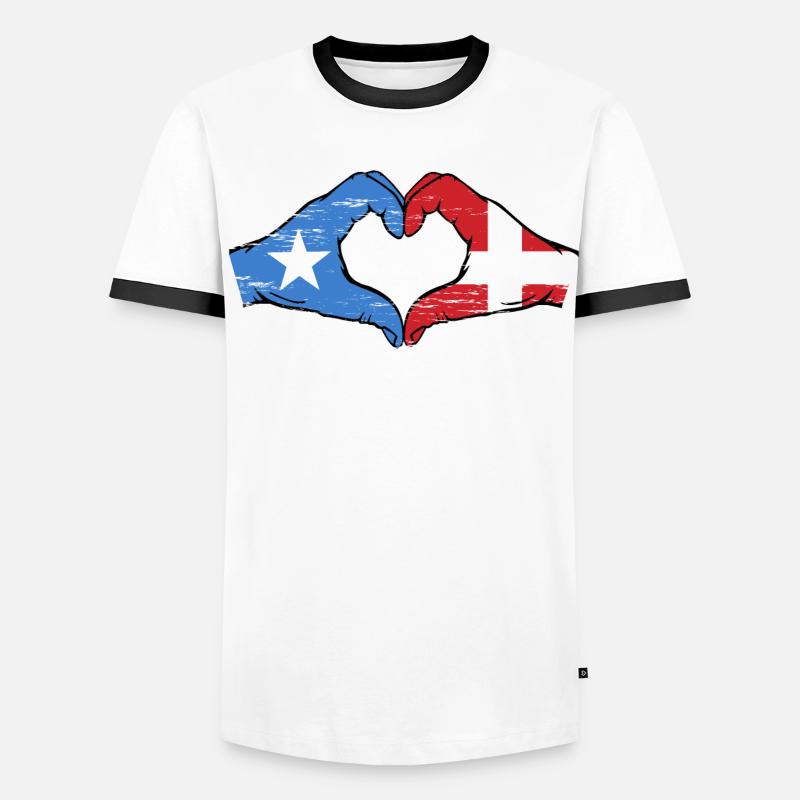 Somalie Danemark drapeau mains forme de coeur utilisé T-shirt contrasté Homme