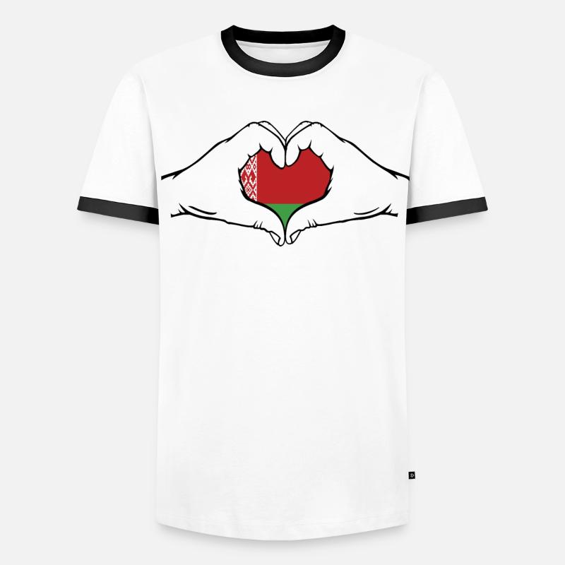 Biélorussie drapeau forme de coeur T-shirt contrasté Homme