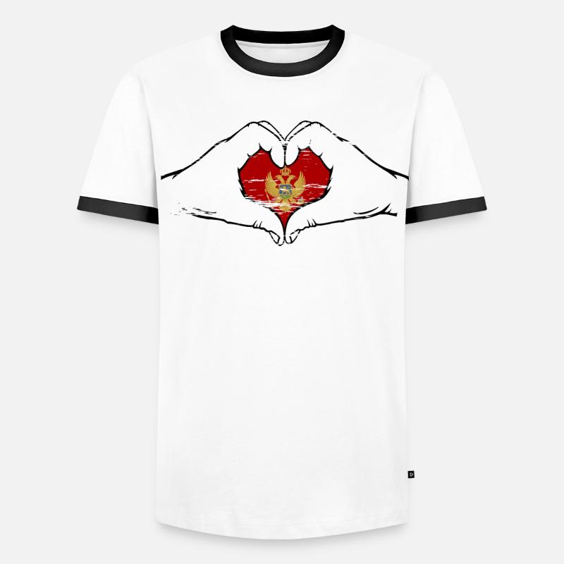 Forme du drapeau du Monténégro utilisée T-shirt contrasté Homme