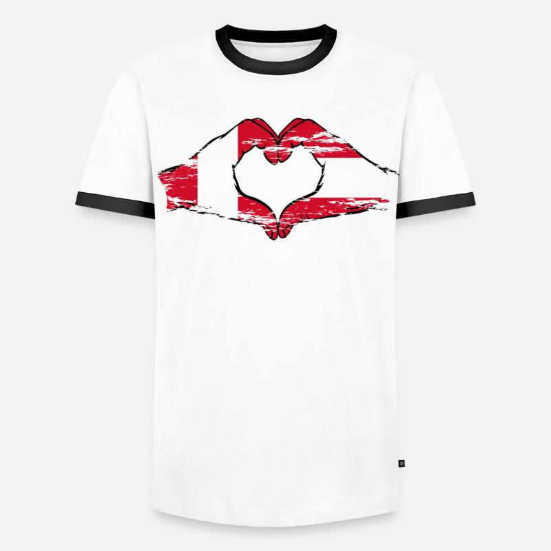 Pérou Autriche drapeau mains forme de coeur utilisé T-shirt contrasté Homme