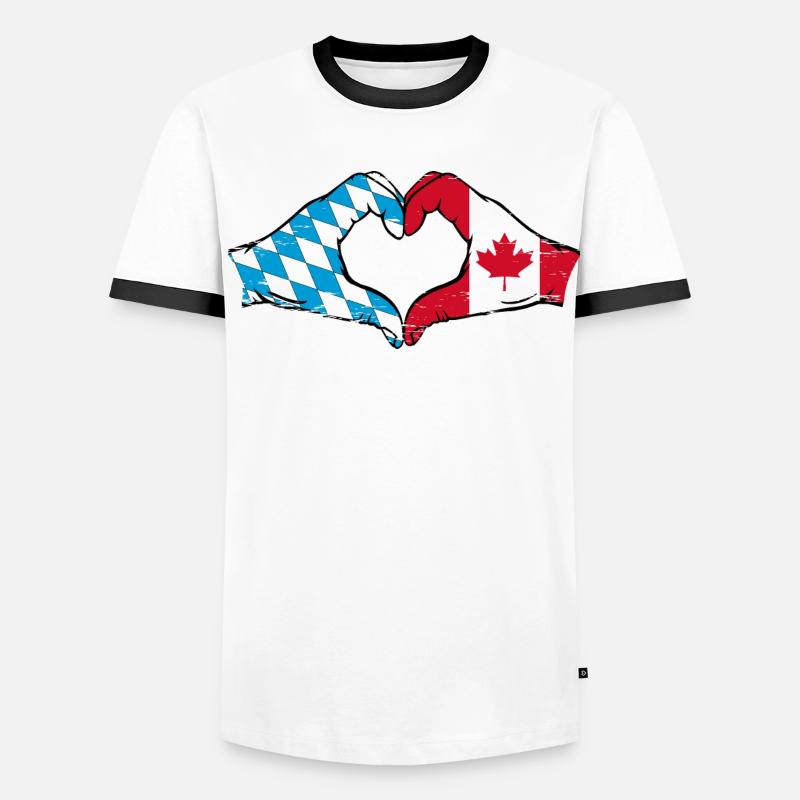 Mains du drapeau du Canada de la Bavière en forme de coeur utilisé T-shirt contrasté Homme