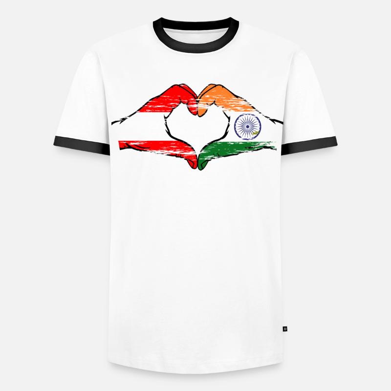 Autriche Inde mains forme de coeur utilisé T-shirt contrasté Homme