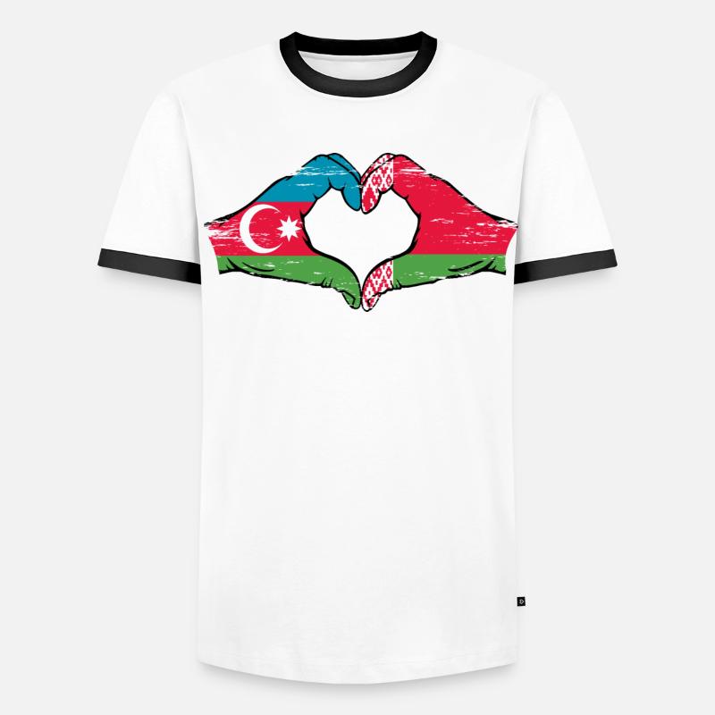 Azerbaïdjan Biélorussie drapeau mains forme de coeur utilisé T-shirt contrasté Homme