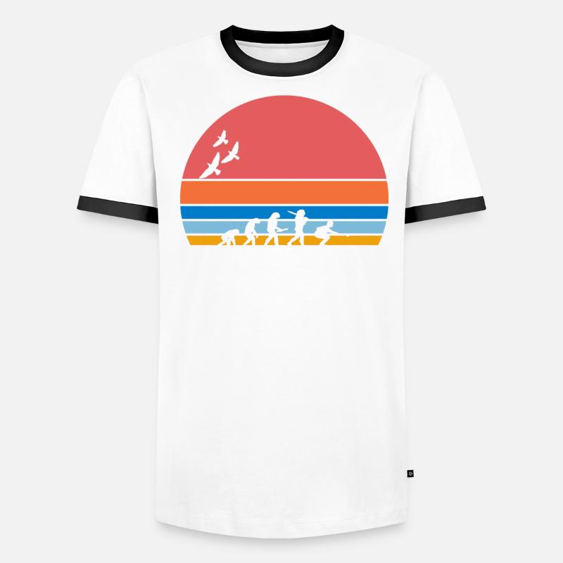 retro vintage sunset évolution PETANQUE T-shirt contrasté Homme