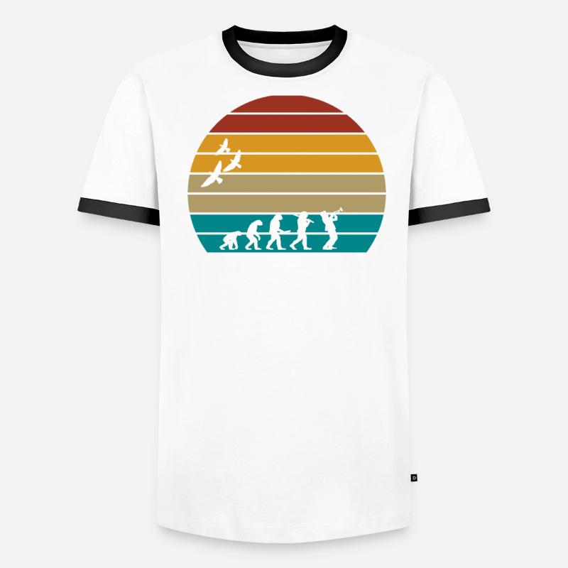 retro vintage sunset évolution SAXOPHONE T-shirt contrasté Homme